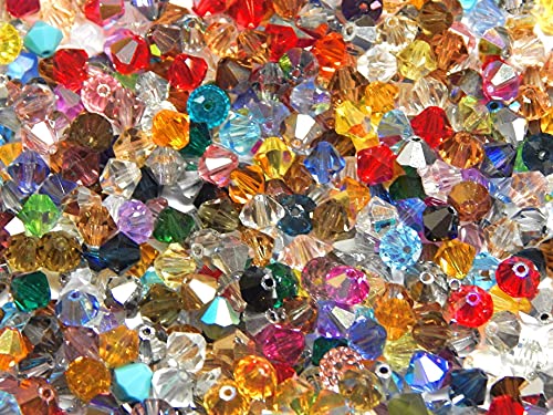 50stk Preciosa Böhmische Kristallperlen 6mm Doppelkegel Bunte Mix Perlenset Tschechische Perlen Glasschliffperlen Glasperlen, Bicone Beads von Perlin