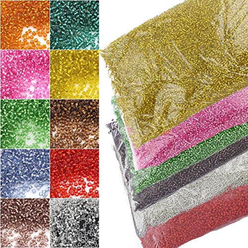 60 Farben Rocailles 3mm Perlen Set 60 Pack 60 Farben 1,2 Kilo Glasperlen Rund 8/0 40000stk POSTEN Bastelset von Perlin