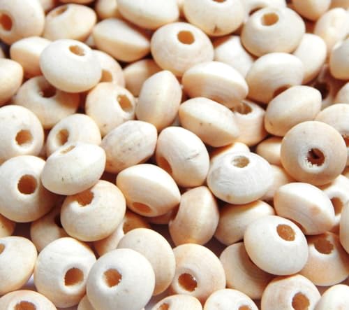 600stk Natur Holzperlen 8mm Rondell mit 2,5mm loch Ring Holz Perlen zum fädeln Perlenmischung für DIY Schmuck Herstellung Wood Beads von Perlin