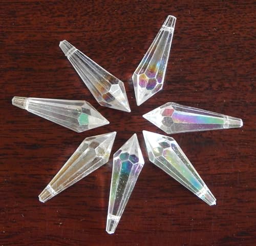 60stk Kunststoffperlen Luxus Crystal AB Klar Acrylperlen 25mm Tropfen Plastik Perlen Facettiert Perle zum Auffädeln für Deko Basteln Schmuck D128 x3 von Perlin