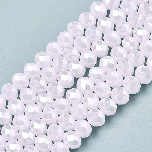 65 Stück Tschechische Böhmische Kristallperlen 8x6mm Tschechische Perlen CZ Glasschliffperlen Facettierte Rondelle (Ceylon Weiss) von Perlin