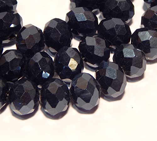 65 Stück Tschechische Böhmische Kristallperlen 8x6mm Tschechische Perlen CZ Glasschliffperlen Facettierte Rondelle (Metallic Schwarz) von Perlin