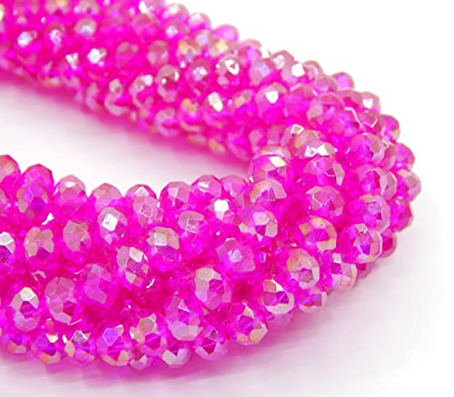 65 Stück Tschechische Böhmische Kristallperlen 8x6mm Tschechische Perlen CZ Glasschliffperlen Facettierte Rondelle (Pink AB) von Perlin