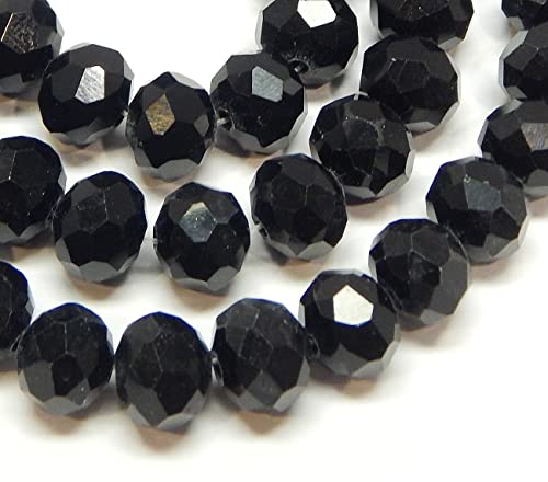 65 Stück Tschechische Böhmische Kristallperlen 8x6mm Tschechische Perlen CZ Glasschliffperlen Facettierte Rondelle (Schwarz) von Perlin