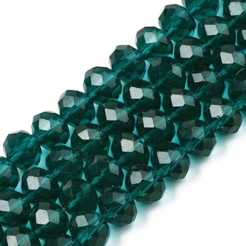 65 Stück Tschechische Böhmische Kristallperlen 8x6mm Tschechische Perlen CZ Glasschliffperlen Facettierte Rondelle (Smaragd) von Perlin