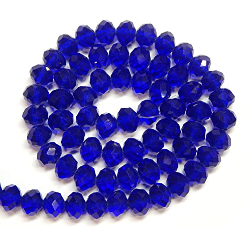 65 Stück Tschechische Böhmische Kristallperlen 8x6mm Tschechische Perlen CZ Glasschliffperlen Facettierte Rondelle Kügelchen Glasperlen (Cobalt Blau) von Perlin
