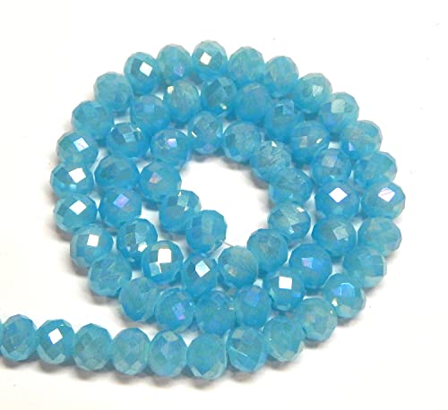 65 Stück Tschechische Böhmische Kristallperlen 8x6mm Tschechische Perlen CZ Glasschliffperlen Rondelle Glasperlen (Baby Blau AB) von Perlin