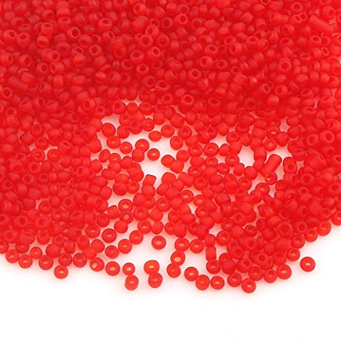 Perlin Rocailles Glasperlen Indianerperlen Saatperlen Pony Perlen 2mm Frosted Farbe Set, 6 Farben, 11/0 Matt Mini Rund Seed Beads 6500 Stk (Rot) von Perlin