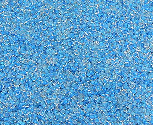 6500 Stück Glas Rocailles Perlen 2mm Innen Farbe Set, 11/0, Pony Mini Rund Perlen, Seed Beads (Blau) von Perlin
