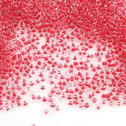 6500 Stück Glas Rocailles Perlen 2mm Rot-Weiss Farbe Set,11/0, Pony Perlen, Mini Rund Perlen, Seed Beads, (Rot) von Perlin