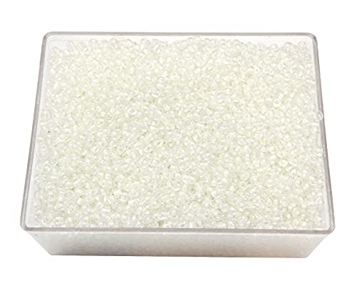 6500 Stück Glas Rocailles Perlen 2mm Crystal-Weiss Farbe Set, 8 Farben, 11/0, Pony Perlen, Mini Rund Perlen, Seed Beads, (Weiß) von Perlin