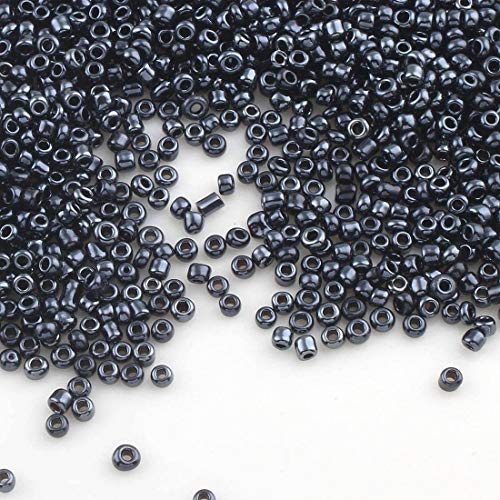 6500 Stück Glas Rocailles Perlen 2mm Metallic Farbe Set, 11/0, Pony Perlen, Mini Rund Perlen, Seed Beads, (Schwarz) von Perlin