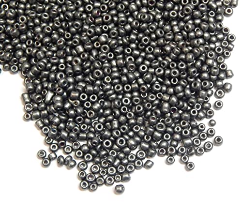 6500 Stück Glas Rocailles Perlen 2mm Metallic Farbe Set, 11/0, Pony Perlen, Mini Rund Perlen, Seed Beads (Matt Grau) von Perlin