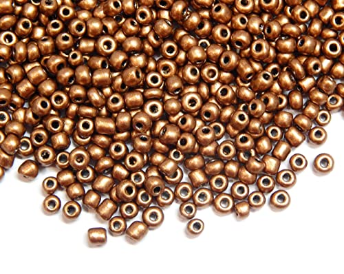 6500 Stück Glas Rocailles Perlen 2mm Metallic Farbe Set, 11/0, Pony Perlen, Mini Rund Perlen, Seed Beads (Matt Braun) von Perlin