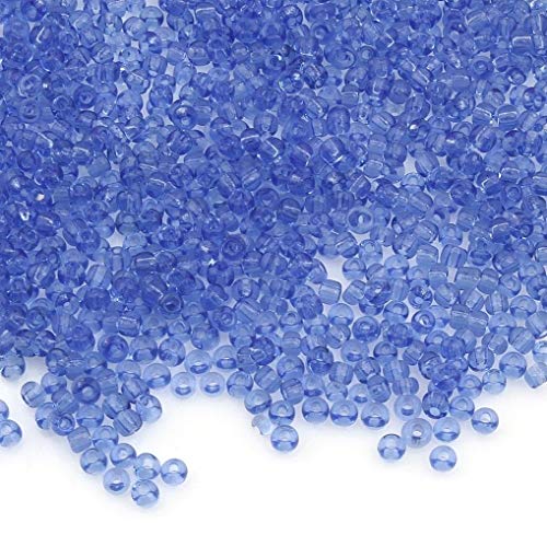 6500 Stück Glas Rocailles Perlen 2mm Transparent Farbe Set, 17 Farben, 11/0, Pony Klar Mini Perlen, Seed Beads (Sapphire Blau) von Perlin