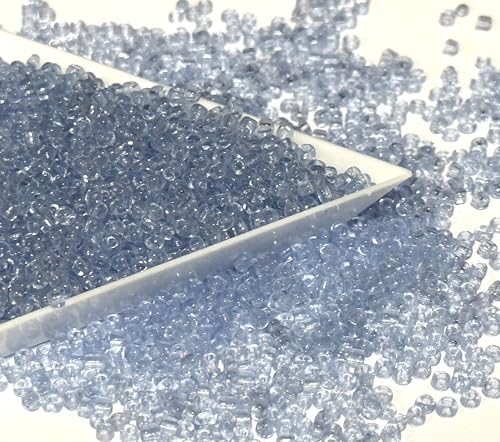 6500 Stück Glas Rocailles Perlen 2mm Transparent Farbe Set, 17 Farben, 11/0, Pony Perlen, Klar Mini Perlen, Seed Beads, (Hell Blau) von Perlin