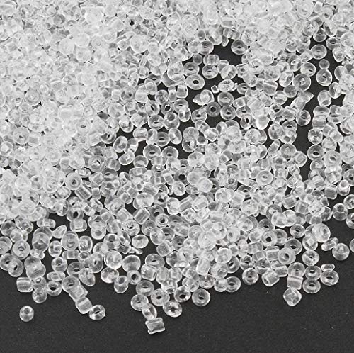 6500 Stück Glas Rocailles Perlen 2mm Transparent Farbe Set, 17 Farben, 11/0, Pony Perlen, Klar Mini Perlen, Seed Beads, (Weiß) von Perlin