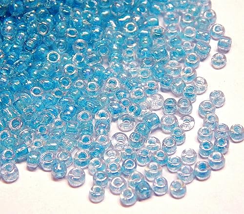 6500 Stück Glas Rocailles Perlen 2mm Transparent Rainbow Farbe Set, 11/0, Pony Perlen, Klar Mini Rund Perlen, Seed Beads (Blau AB) von Perlin