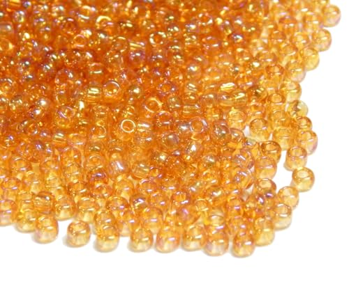 6500 Stück Glas Rocailles Perlen 2mm Transparent Rainbow Farbe Set, 11/0, Pony Perlen, Klar Mini Rund Perlen, Seed Beads (Gold AB) von Perlin
