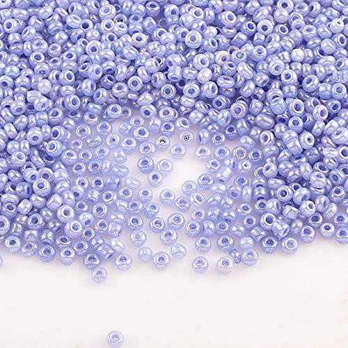 6500 Stücke Glas Rocailles Perlen 2mm Ceylon, 10 Farben, 11/0, Pony Perlen, Ceylon gelüstert, Seed Beads, (Blau) von Perlin