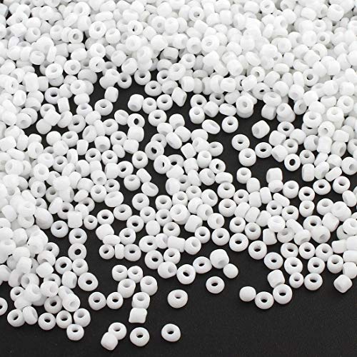 6500 Stücke Glas Rocailles Perlen 2mm Opak, Matt, 11/0, Pony Perlen, Opak gelüstert, Opaque Seed Beads (Weiß) von Perlin