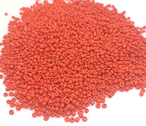 6500 Stücke Glas Rocailles Perlen 2mm Opak, Matt, 11/0, Pony Perlen, Opak gelüstert, Opaque Seed Beads (Orangerot) von Perlin