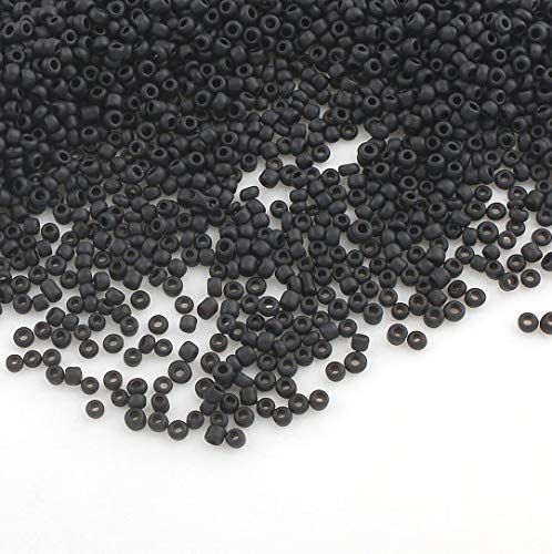 6500 Stücke Glas Rocailles Perlen 2mm Opak, Matt, 11/0, Pony Perlen, Opak gelüstert, Opaque Seed Beads (Schwarz Matt) von Perlin