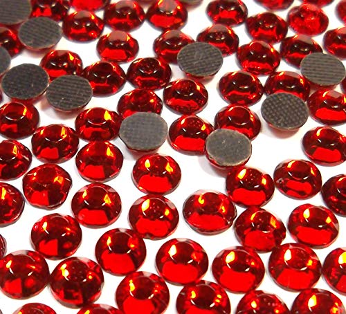 720 Stück Hot Fix 6mm Glas Flache Rückseite Strasssteine SS30 HotFix Runde Kristall Edelsteine 5,5~6mm (Rot Siam) von Perlin