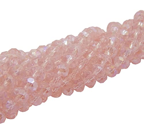 85 Stück Tschechische Böhmische Kristallperlen 6mm Tschechische Perlen CZ Glasschliffperlen Facettierte Rondelle Kügelchen Glasperlen, 1 strang (Baby Rosa AB) von Perlin
