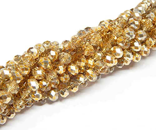 85 Stück Tschechische Böhmische Kristallperlen 6mm Tschechische Perlen CZ Glasschliffperlen Facettierte Rondelle Kügelchen Glasperlen, 1 strang (Crystal Gold) von Perlin
