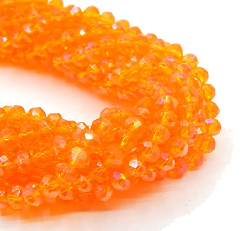 85 Stück Tschechische Böhmische Kristallperlen 6mm Tschechische Perlen CZ Glasschliffperlen Facettierte Rondelle Kügelchen Glasperlen, 1 strang (Orange AB) von Perlin