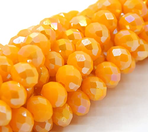 85 Stück Tschechische Böhmische Kristallperlen 6mm Tschechische Perlen CZ Glasschliffperlen Facettierte Rondelle Kügelchen Glasperlen, 1 strang (Orange Opak) von Perlin