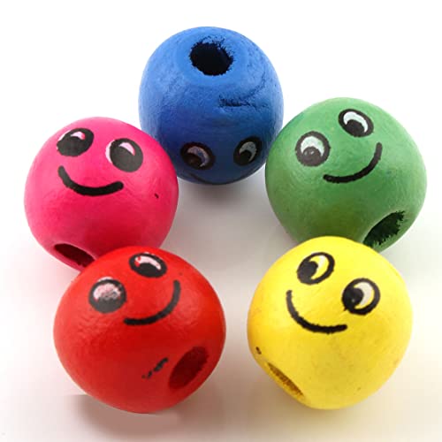 90 Stück Holzperlen 14mm Smiley-Gesicht und Fädelperlen aus Holz Perlen Gemischte Farben Bunte zum Basteln 3,5 mm mit loch 90 Stück Holzperlen 14mm Smiley-Gesicht und Fädelperlen aus Holz Perlen Gemischte Farben Bunte zum Basteln 3,5 mm mit loch von Perlin