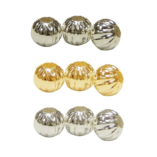 900 stück Metallperlen Set 3mm Abstandsperlen Zwischenteile Kleine Kürbis-perlen Silber Gold Altsilber Zwischenperlen Bastelperlen für Schmuckherstellungs von Perlin