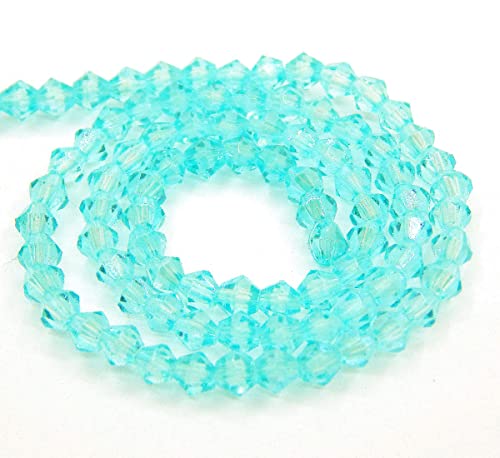 90stk Böhmische Kristallperlen 4mm Doppelkegel Tschechische Perlen Glasschliffperlen Glasperlen, Bicone Beads (Aquamarine AB) von Perlin