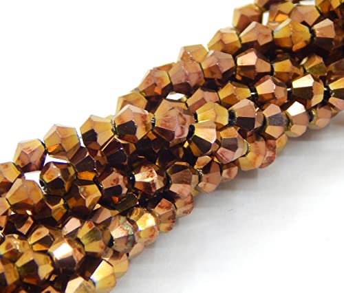 90stk Böhmische Kristallperlen 4mm Doppelkegel Tschechische Perlen Glasschliffperlen Glasperlen, Bicone Beads (Bronze Metallic) von Perlin