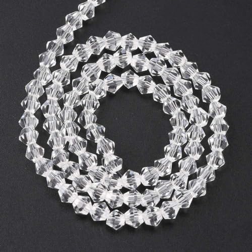 90stk Böhmische Kristallperlen 4mm Doppelkegel Tschechische Perlen Glasschliffperlen Glasperlen, Bicone Beads (Crystal Klar) von Perlin