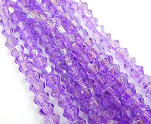 90stk Böhmische Kristallperlen 4mm Doppelkegel Tschechische Perlen Glasschliffperlen Glasperlen, Bicone Beads (Lila AB) von Perlin