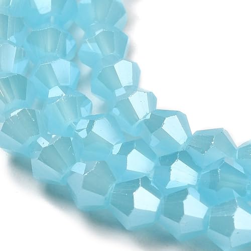 90stk Böhmische Kristallperlen 4mm Doppelkegel Tschechische Perlen Glasschliffperlen Glasperlen, Bicone Beads (Matt Aquamarin) von Perlin