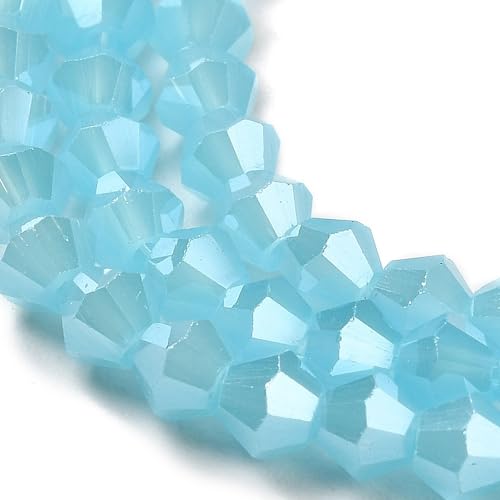 Perlin Böhmische Kristallperlen 4mm Doppelkegel Tschechische Perlen Glasschliffperlen Glasperlen, Bicone Beads 90 Stk (Matt Aquamarin) von Perlin