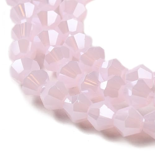 90stk Böhmische Kristallperlen 4mm Doppelkegel Tschechische Perlen Glasschliffperlen Glasperlen, Bicone Beads (Matt Rosa) von Perlin