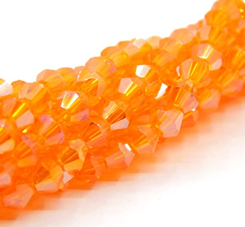 90stk Böhmische Kristallperlen 4mm Doppelkegel Tschechische Perlen Glasschliffperlen Glasperlen, Bicone Beads (Orange AB) von Perlin