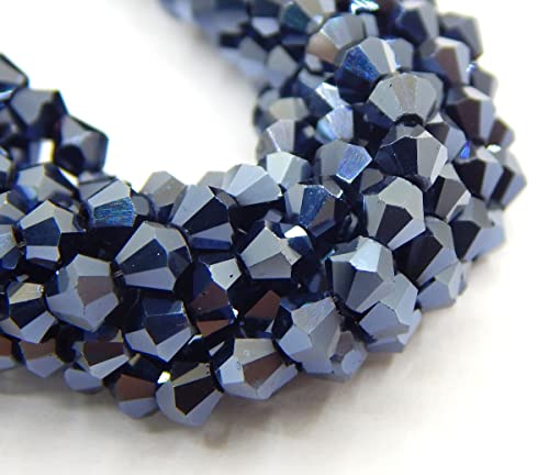 90stk Böhmische Kristallperlen 4mm Doppelkegel Tschechische Perlen Glasschliffperlen Glasperlen, Bicone Beads (Schwarz Metallic) von Perlin