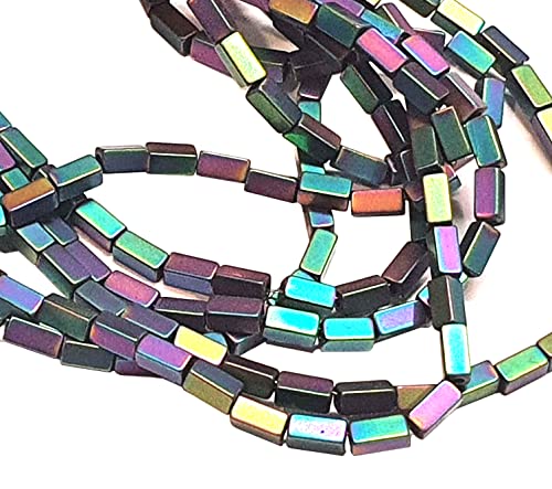 90stk Hämatitperlen Matt Schwarz Rainbow Perlen 4mm für Armbänder Rechteck Nein Magnet Hämatit Edelsteine 38cm 1 Strang Heishi Perlen von Perlin