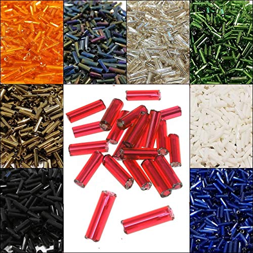 9900 Stück Glas Rocailles Perlen 6mm, Glas Bugle Stiftperlen, Röhrchen, Tubes, Stäbchen perlen, Roccailles, Seed Beads 15 Pack von Perlin