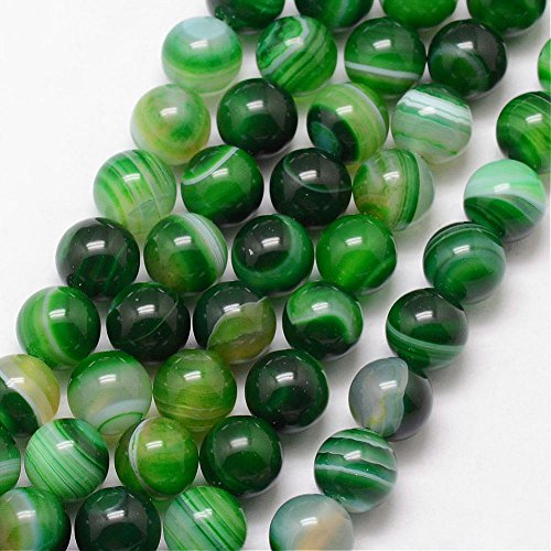 Achat Perlen Edelstein Rund Indische Grün 6mm Achatsetein Natürliche Streifen Edelsteine Halbedelstein für DIY Kette G814 von Perlin
