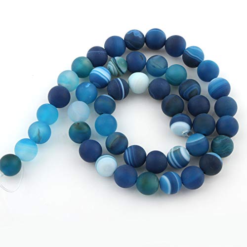 Achat Perlen Kugel Matt Blau 8mm Edelstein Achat Stein Schmuck Kette Armband Agate Gemstone Beads G71 x2 von Perlin