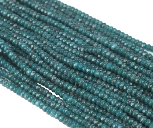 Achat & Jaspis Edelstein Strang Perlen, 4mm, Rondelle, 110 Stück, Schmuckperlen Halbedelstein für Schmuck Kette Armband (Indische Sapphire) von Perlin