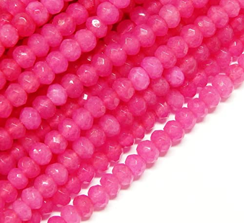 Achat & Jaspis Edelstein Strang Perlen, 4mm, Rondelle, 110 Stück, Schmuckperlen Halbedelstein für Schmuck Kette Armband (Pink Achat) von Perlin