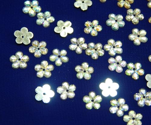 Acryl-Kristalle Nähe Schmucksteine 250Stk 8mm Blume Schmuck-Edelsteine mit Loch flacher Rückseite Kunstharz-Strasssteine für Textilien Kleidung Kostüme Verzierungen (Crystal Klar AB) von Perlin